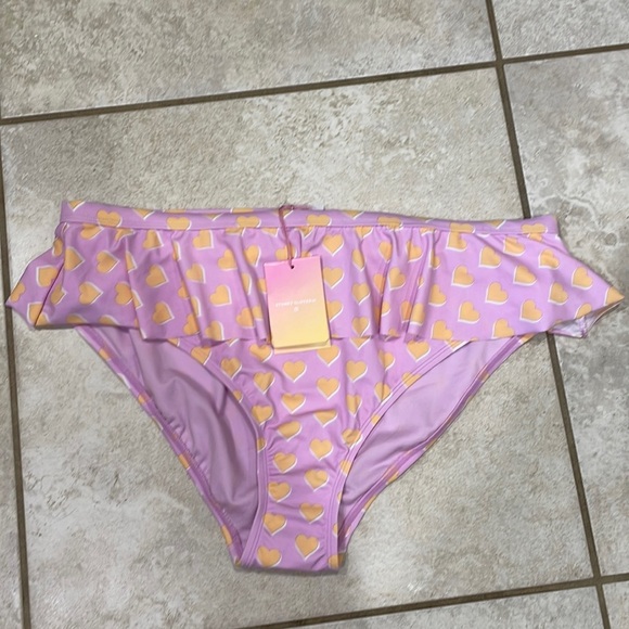 NWT! Stoney Clover Lane x Target Purple Hearts Ruffle Bikini Bottoms 1X - Picture 1 of 6